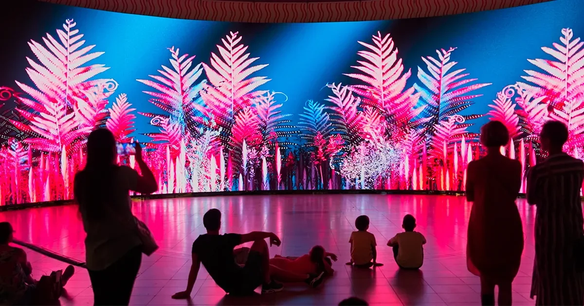 LED video wall at event with colorful production lighting