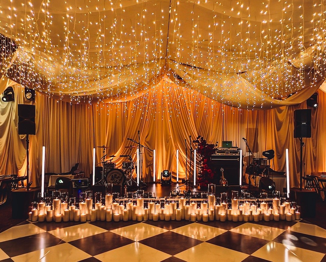 LED tube and twinkle light wedding installation