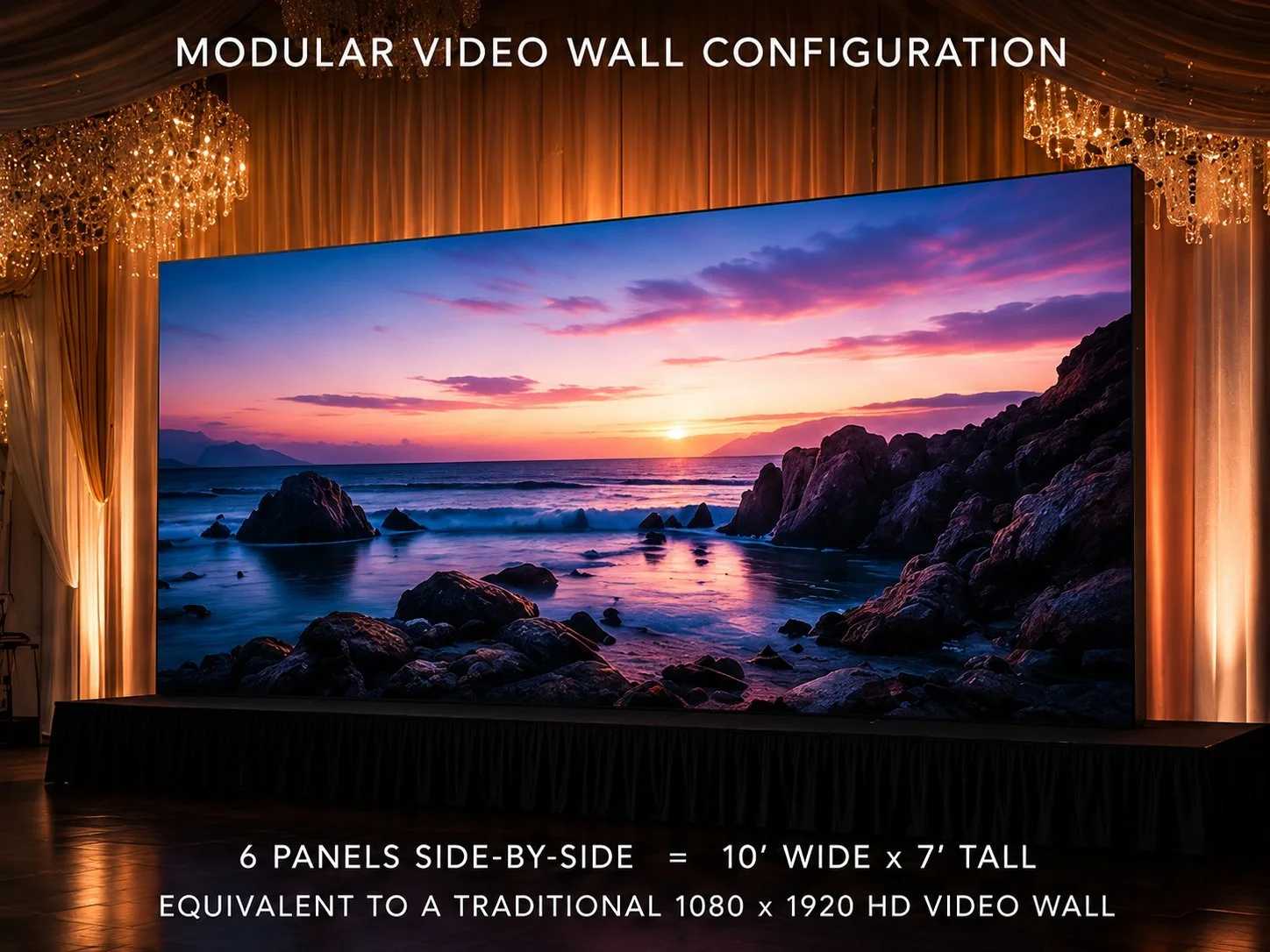 Six-panel LED wall sunset