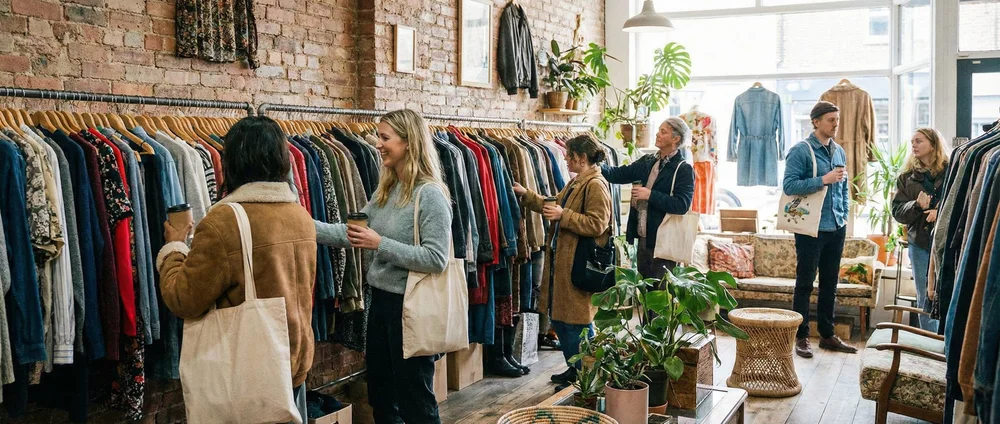 Fashion resale — clothing rail with garments