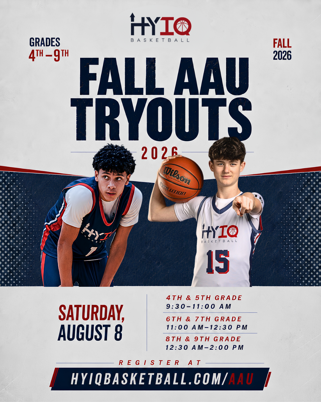 HYIQ Fall AAU Tryouts 2026 flyer