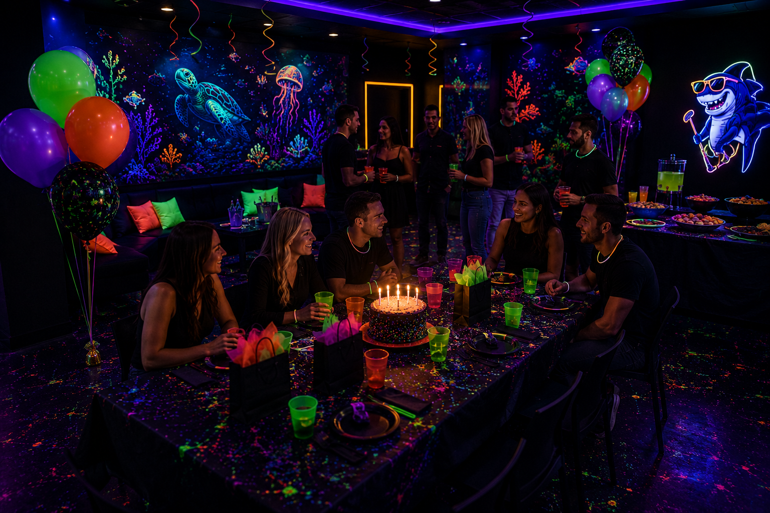Glow-in-the-dark birthday party at Shankz Golf & Arcades