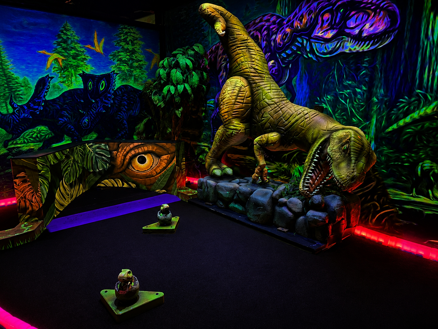 Glowing T-Rex prehistoric hole