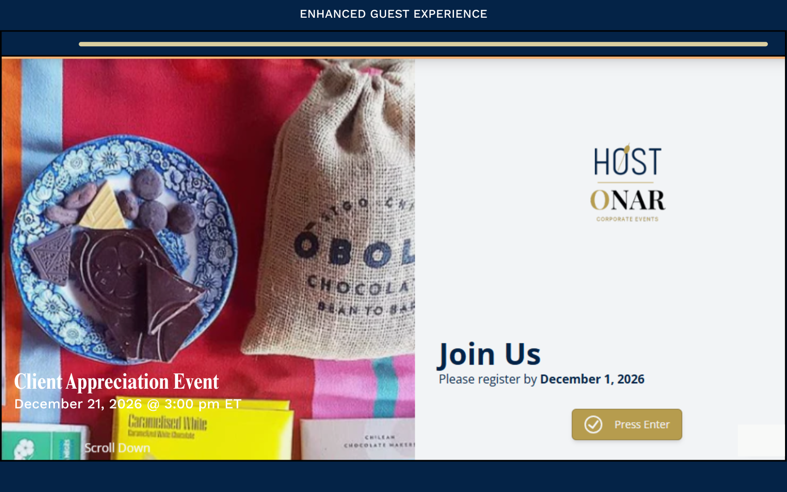 Enhanced guest branded registration experience for events