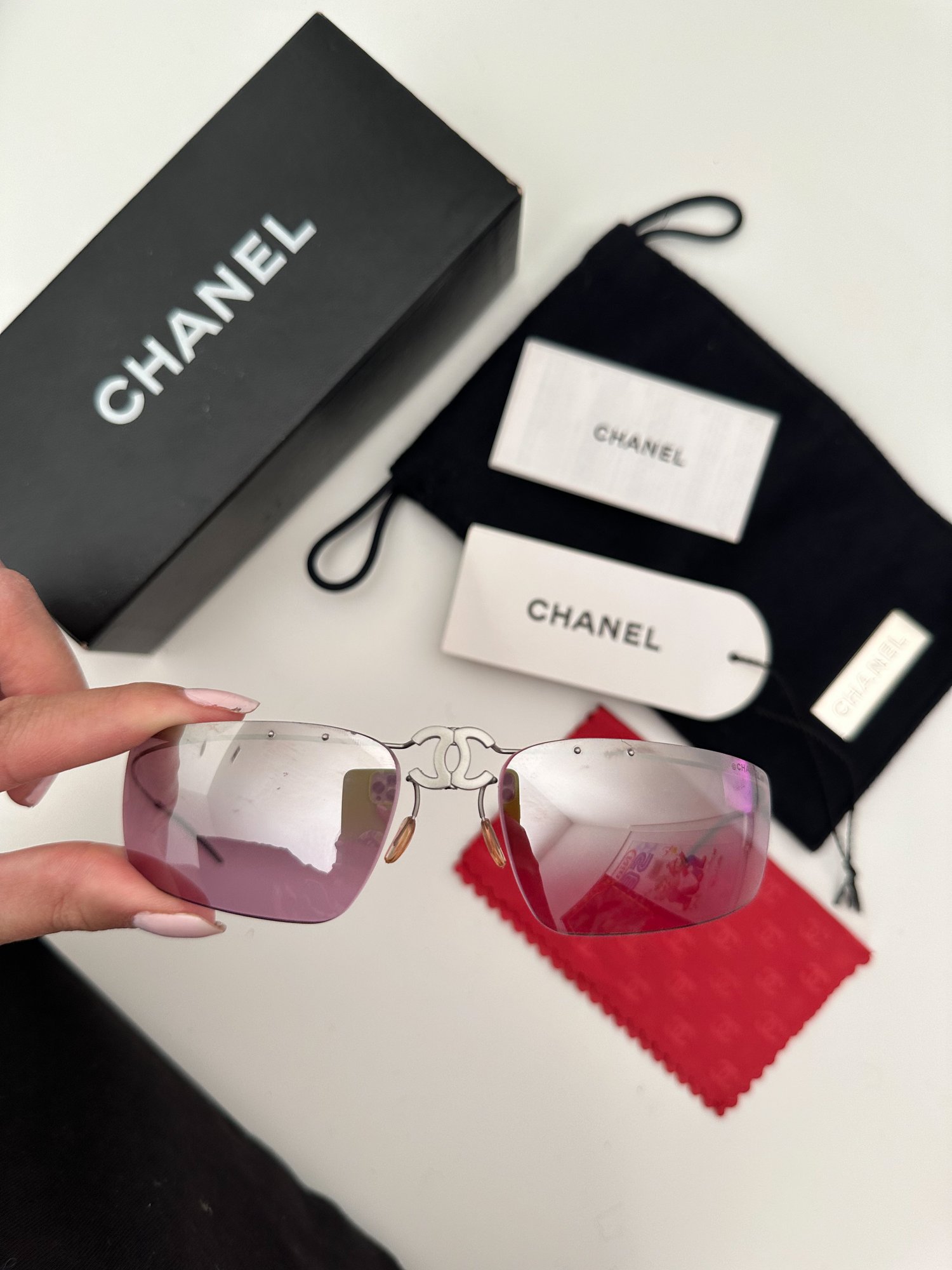 Chanel sunglasses pink/orange Y2K 