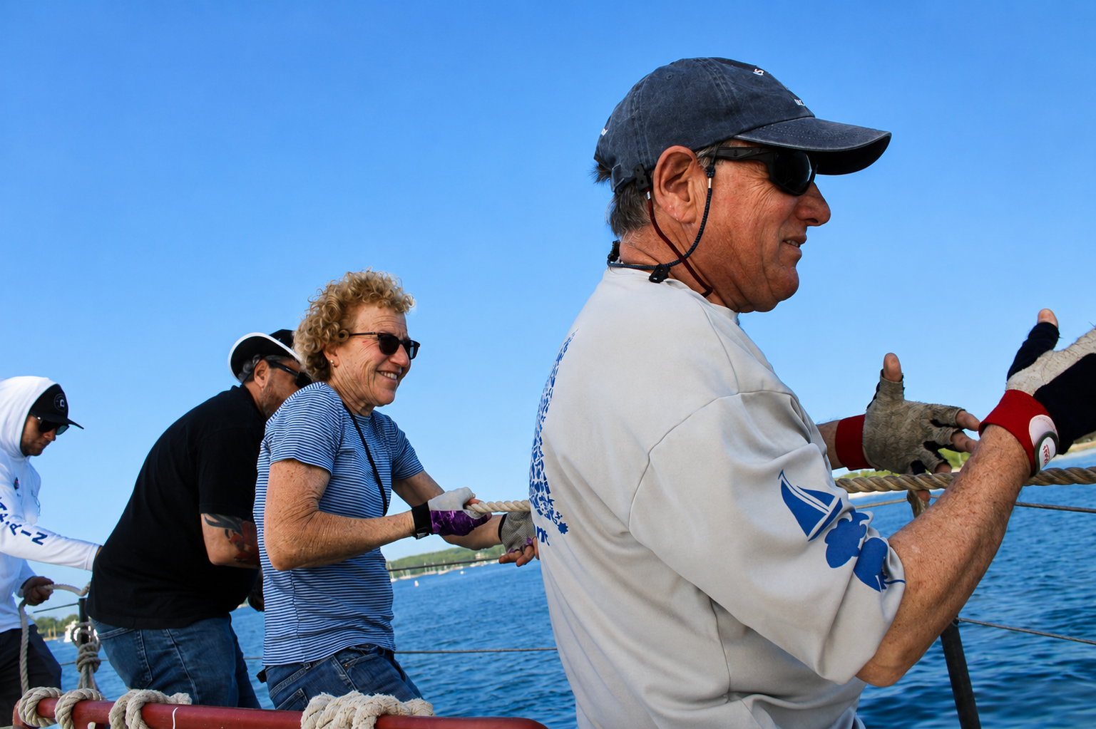 Crew and captains aboard CHRISTEEN on Oyster Bay Harbor
