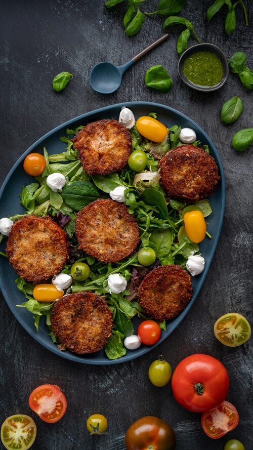 Fried Tomato & Goats’ Curd Salad