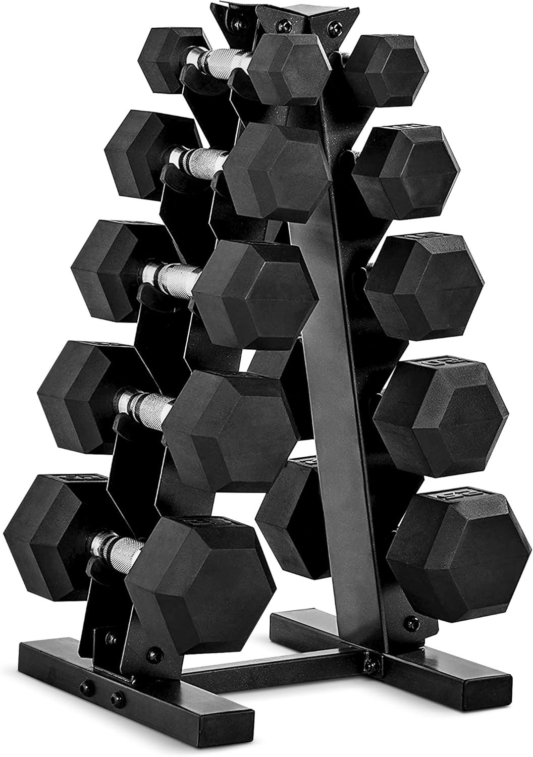 CAP Barbell rubber coated dumbbell set with rack