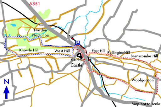 A map of the Corfe to East Hill walk