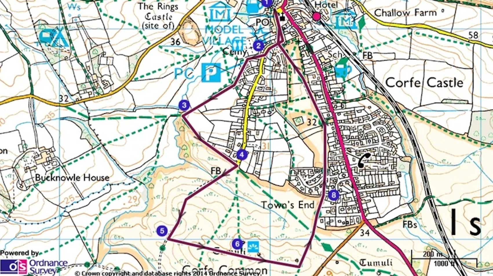 A map of the Corfe Common walk