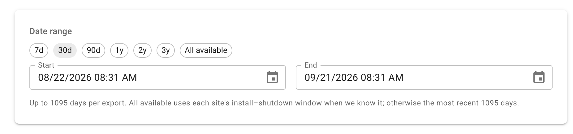 Setting the date range