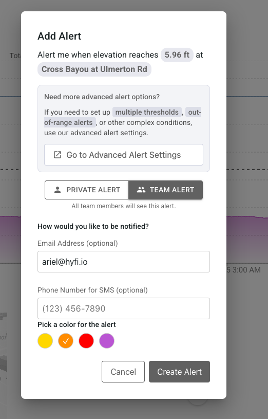 Create alert screenshot