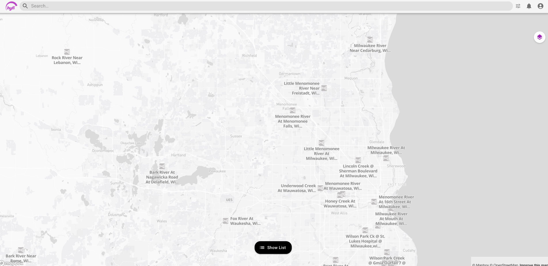 USGS sites on map