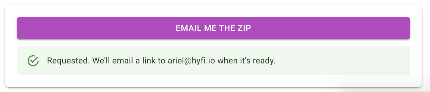 Export requested confirmation