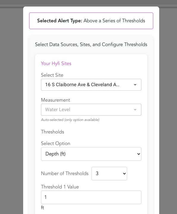 Threshold settings screenshot