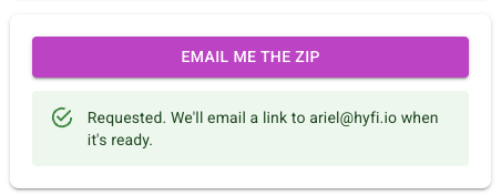 Export requested confirmation