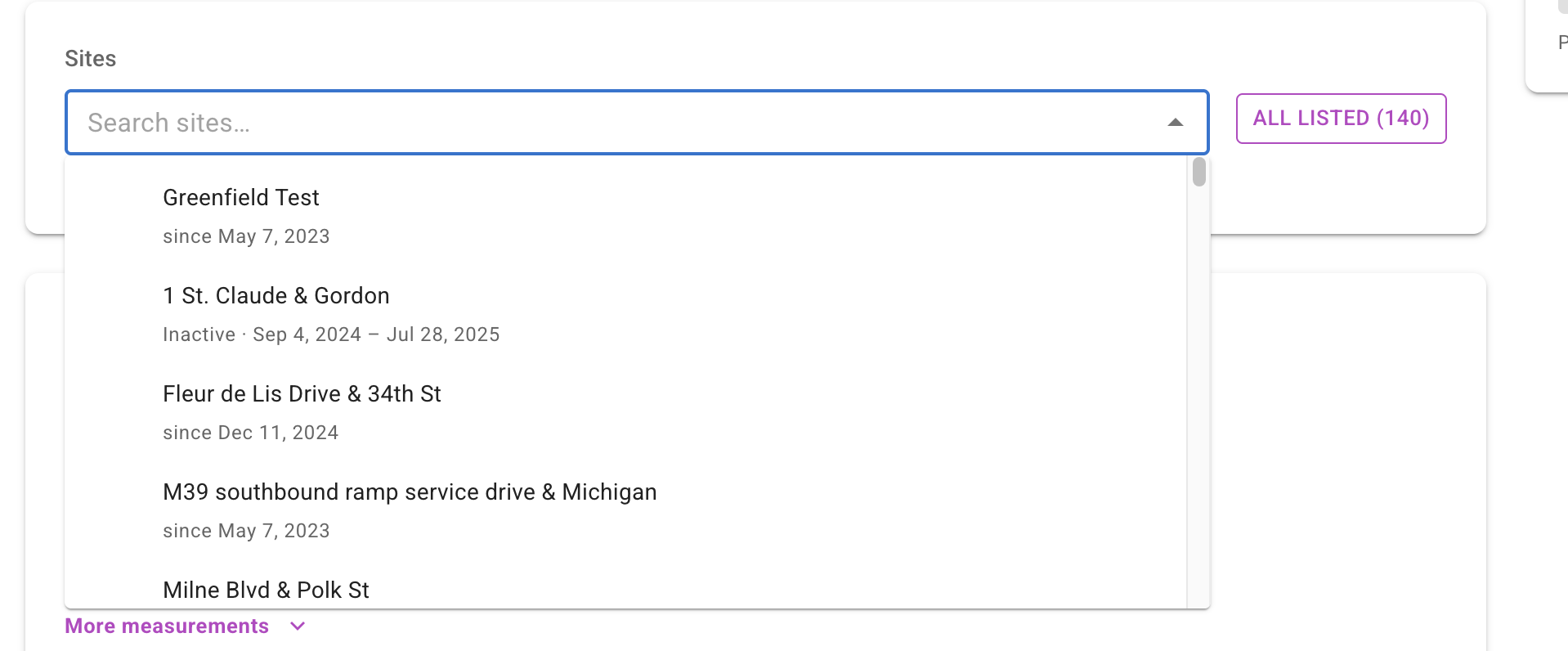 Selecting sites