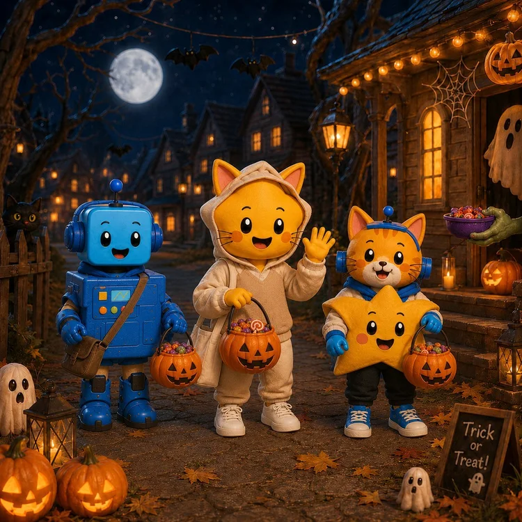 Luna and friends in Halloween costumes