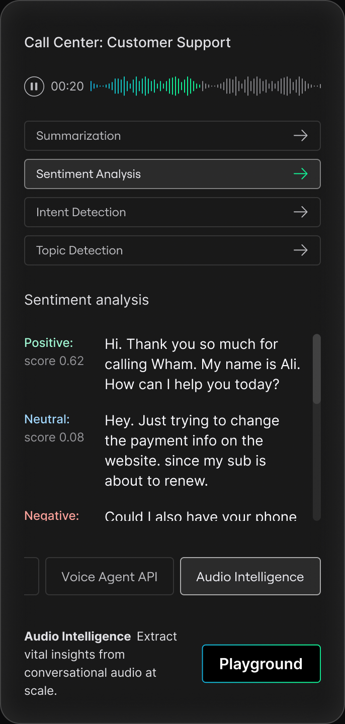 Slidebox on mobile: audio intelligence, sentiment analysis