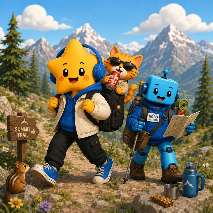 Luna and friends on a mountain hike