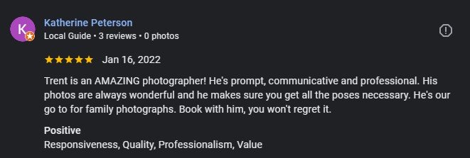 T3 Photography client review