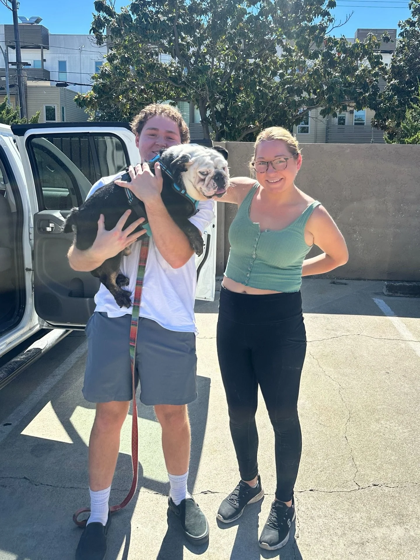 Louie with new family