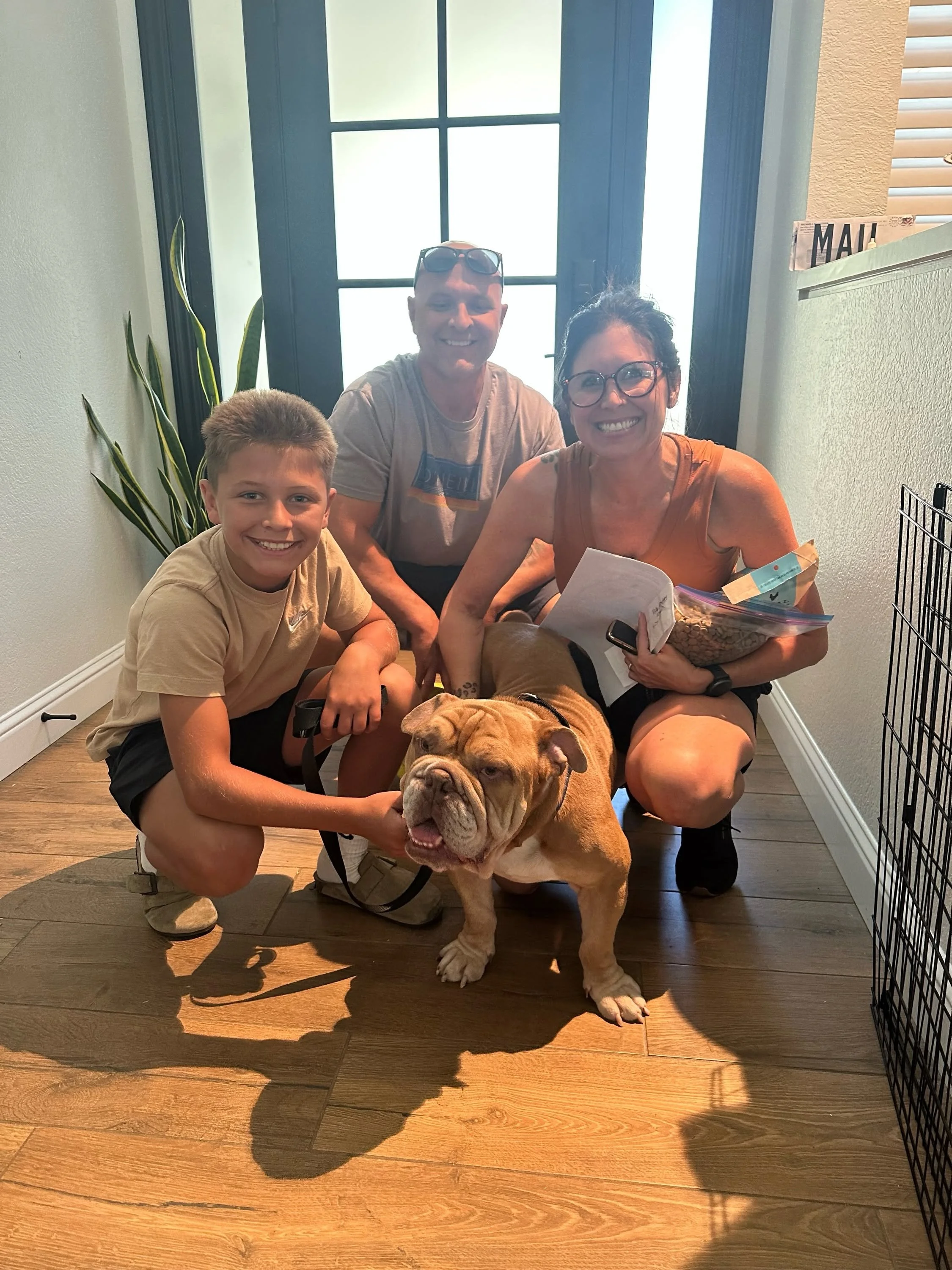 Teddy with new family