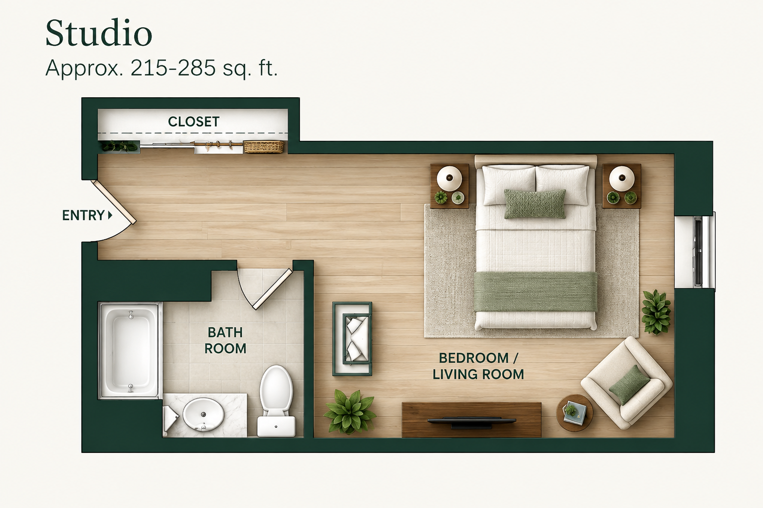 Studio apartment floor plan