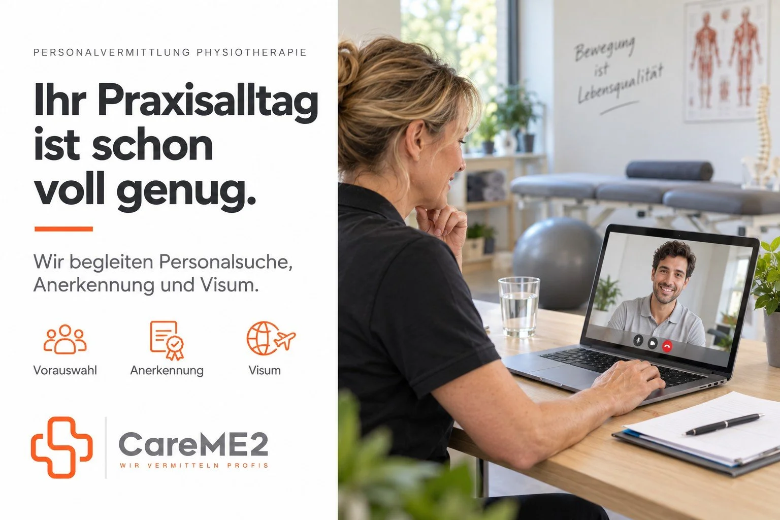 Symbolbild: Physiotherapeut bei einer Behandlung in einer hellen Praxis