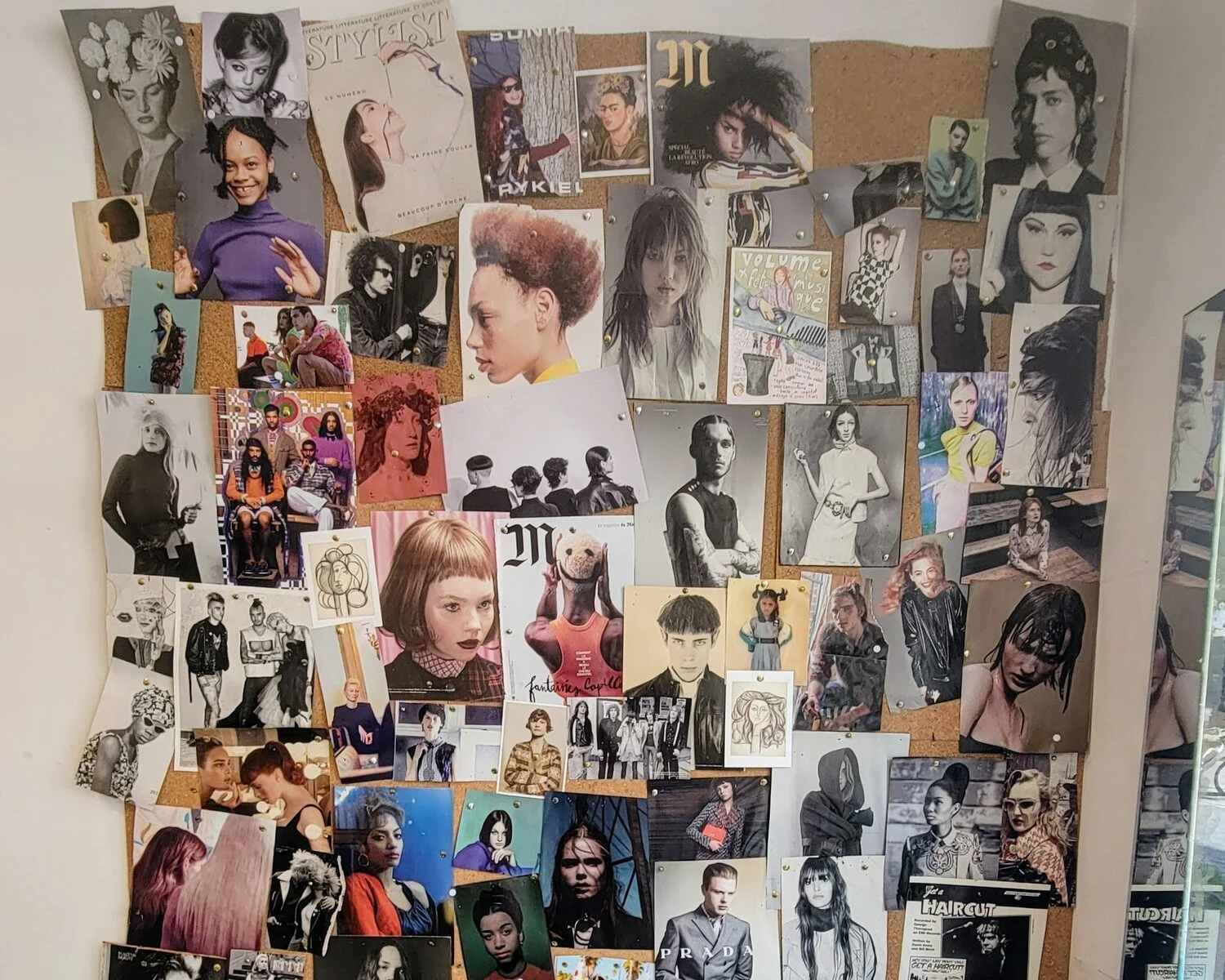 Inspiration wall inside Texture, English-speaking hair salon at 5 Rue Saint-Maur, Paris 11ᵉ