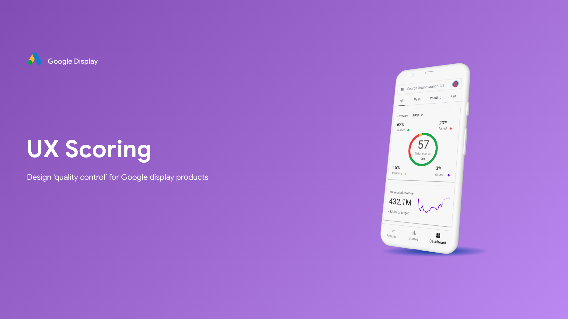 Hero mockup of the UX Scoring dashboard