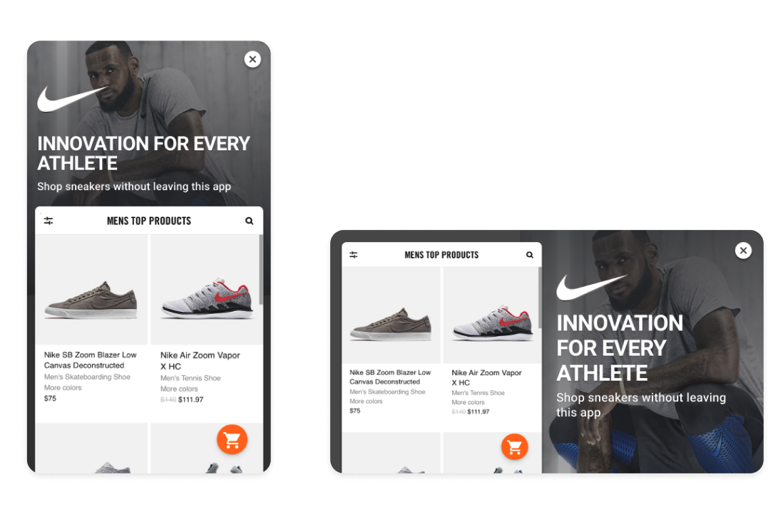 In-line ad for retail
