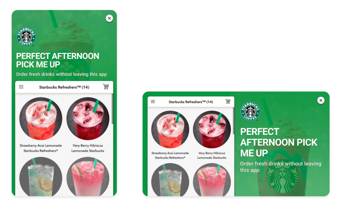 Example of an in-line landing page ad