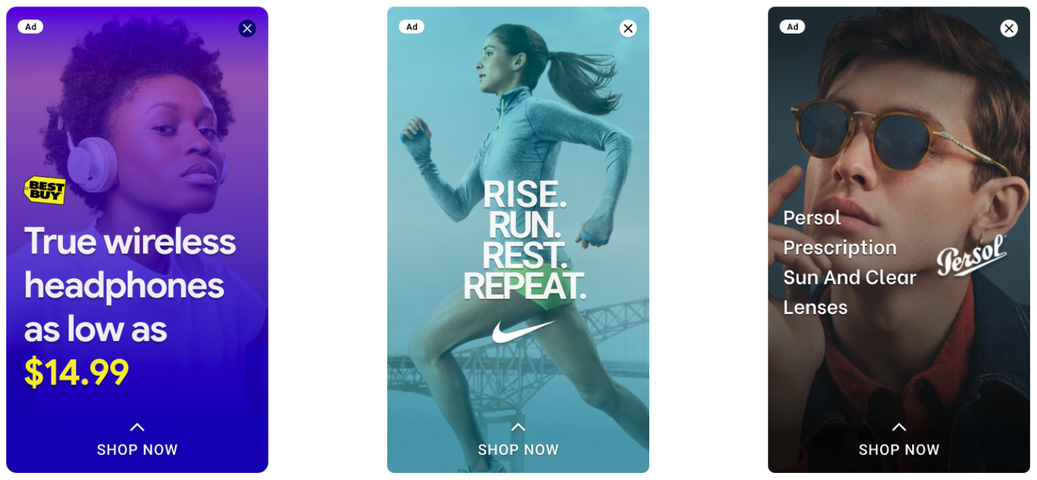 Examples of the final ad designs for different brands.