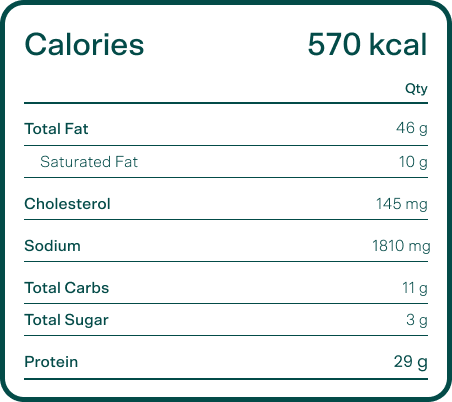 Salad Nutrition Label