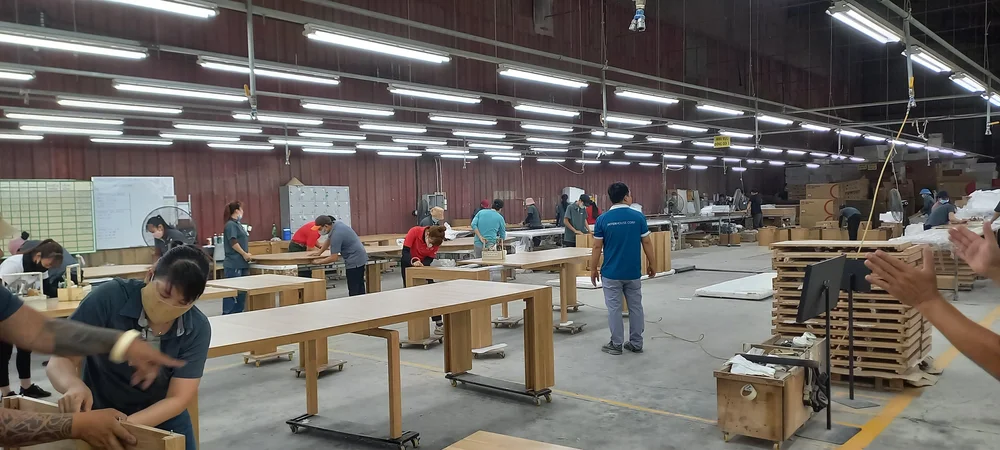 Furniture maker's factory in Vietnam on a client sourcing visit