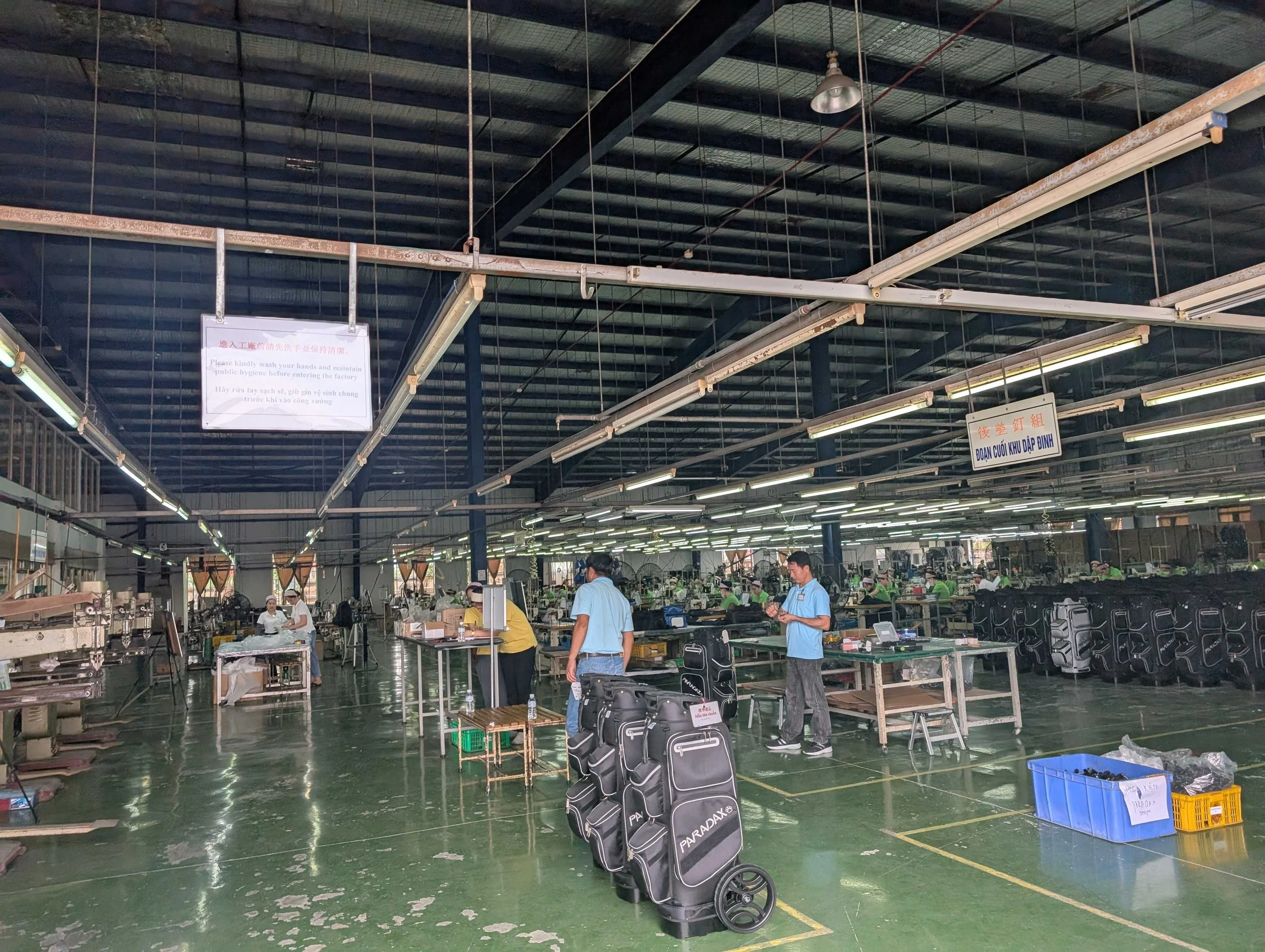 Paradax Golf bags in production at a Vietnam factory