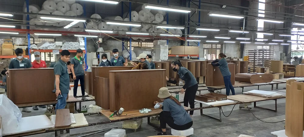 Furniture factory in Vietnam photographed on a client factory visit