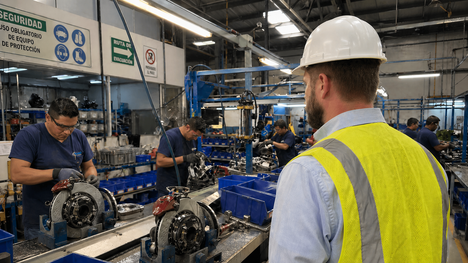 Cosmo Sourcing team touring an automotive parts factory in Mexico