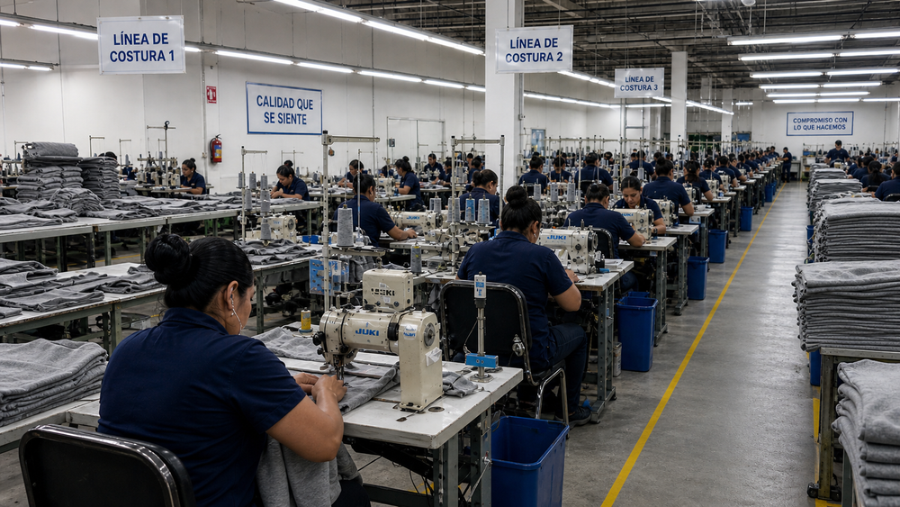 Mexican garment factory cutting and sewing operation
