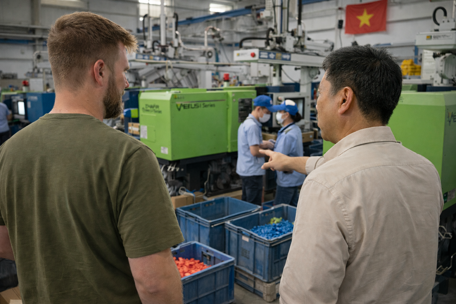 A plastic injection molding factory in Vietnam