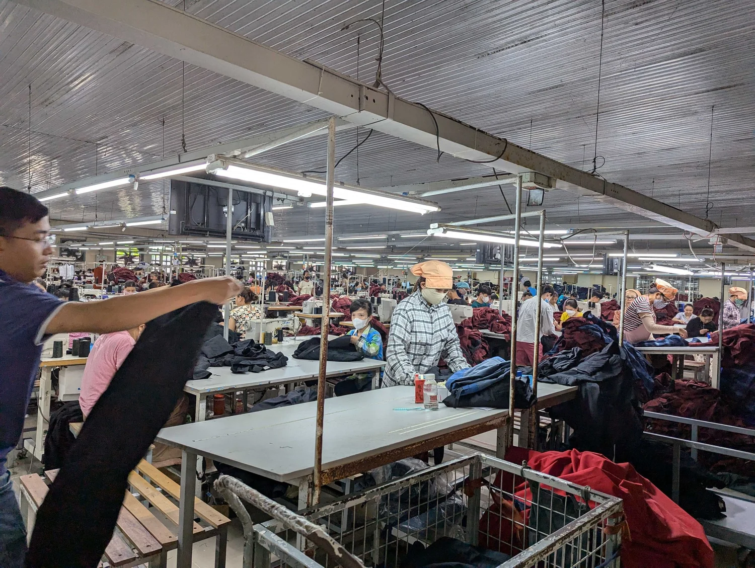 Pants production line at a clothing factory in Vietnam, photographed during a Cosmo Sourcing factory visit