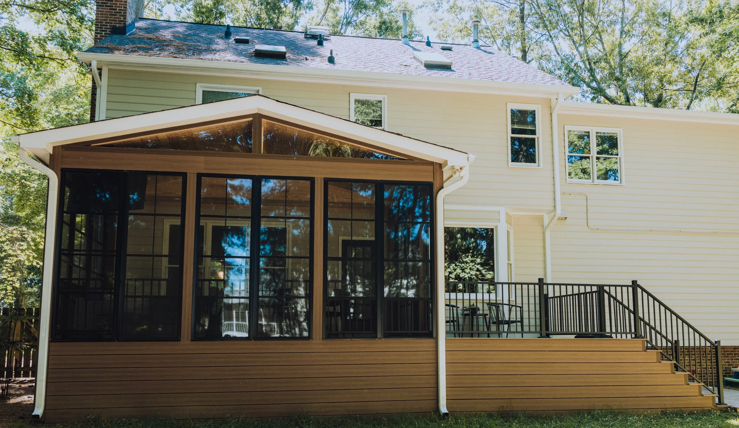 Custom Outdoor craftsmanship detail on a North Carolina deck and porch project