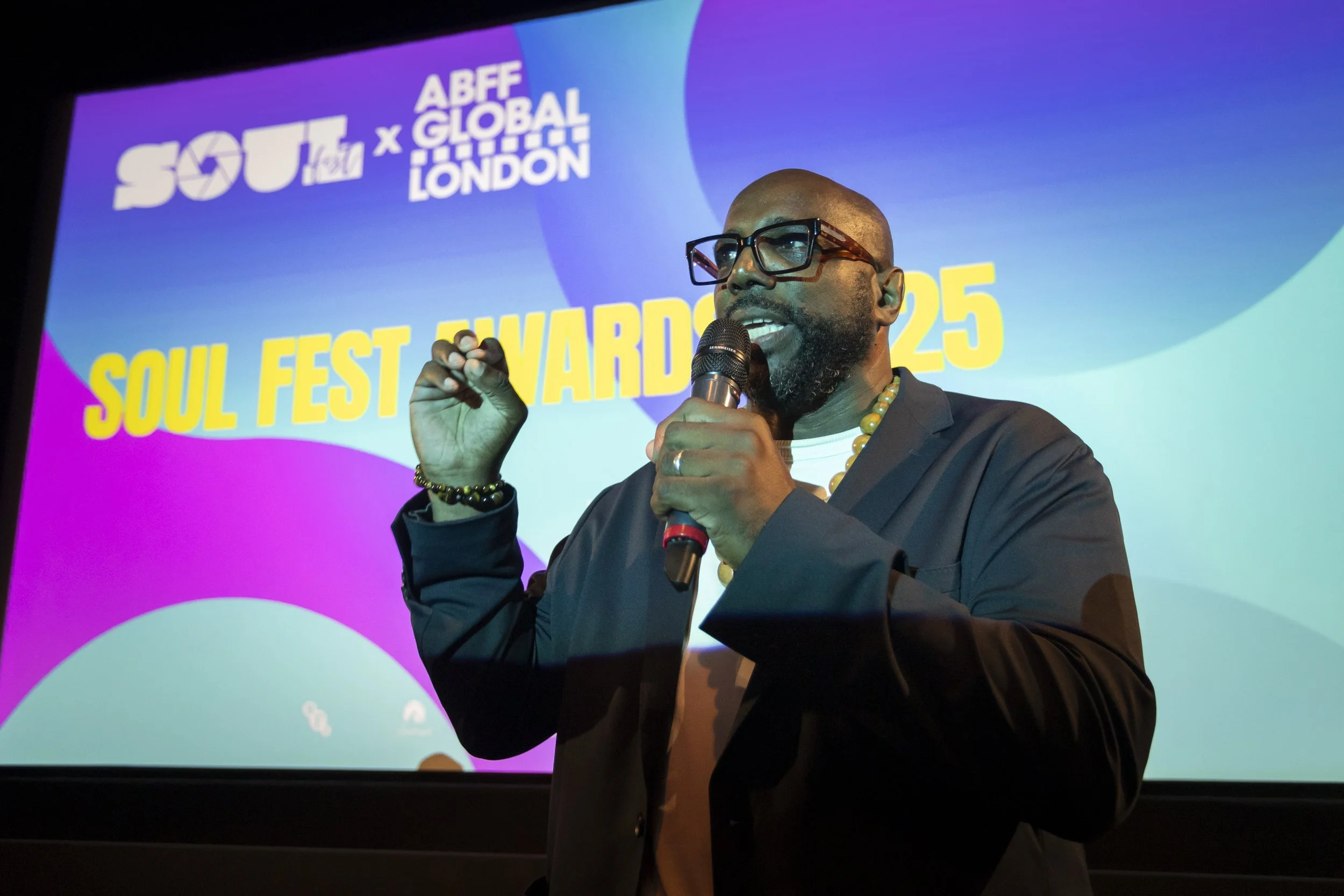 Iyare Igiehon hosting the S.O.U.L. Fest Awards 2025 with ABFF Global London.