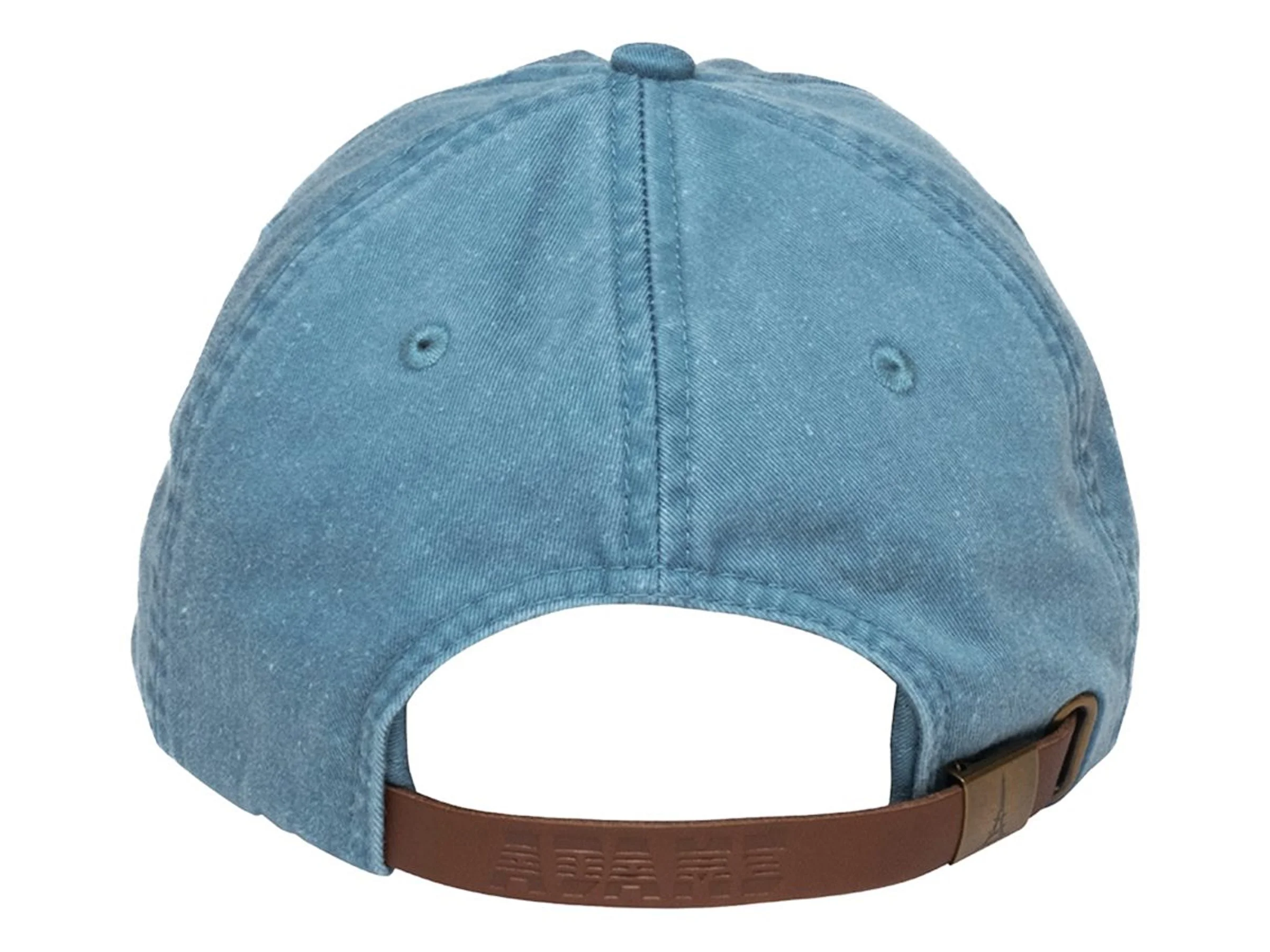close-up photo of a buckle-and-grommet closure on the back of a hat