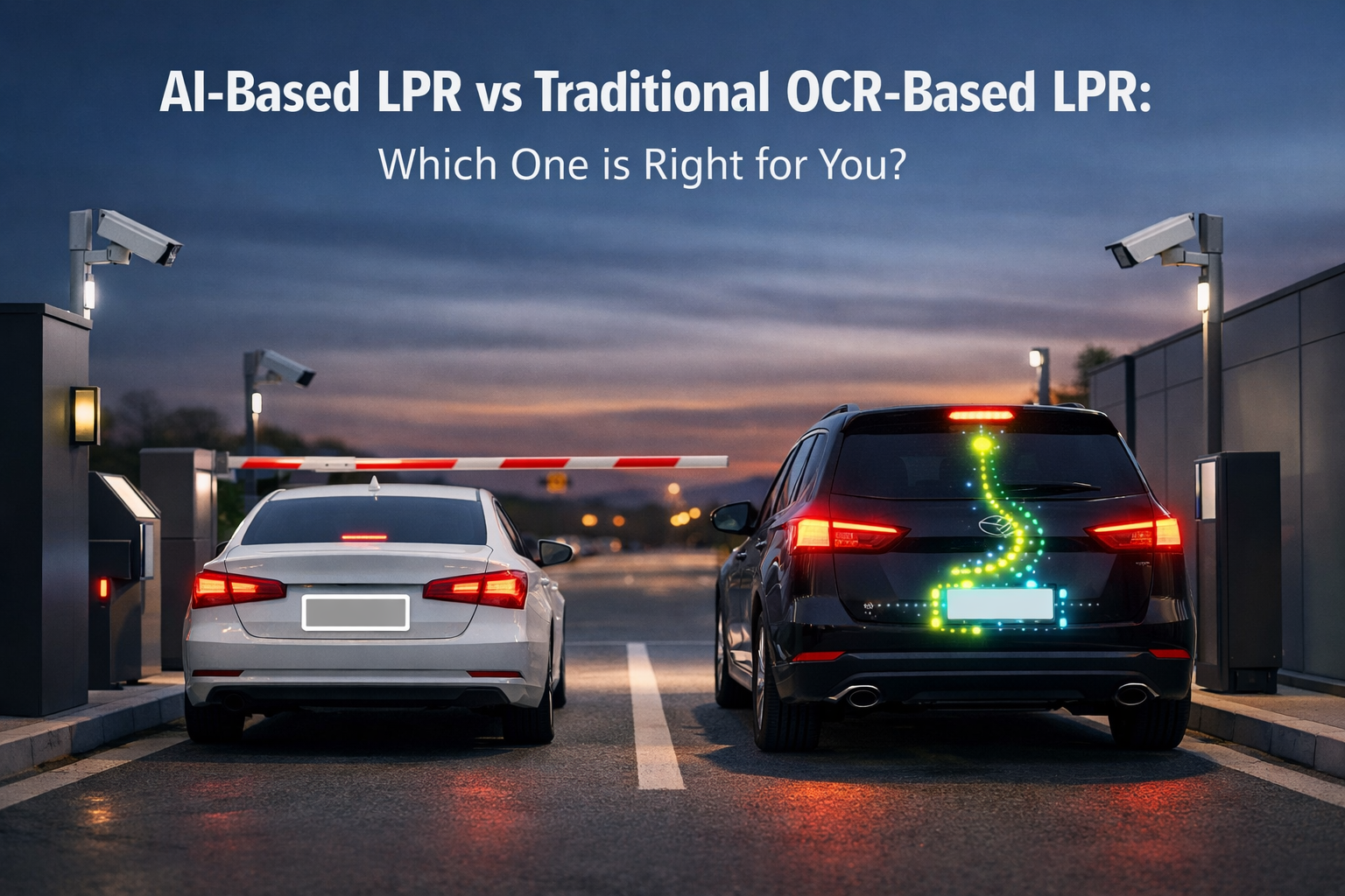Camera lane comparing AI-based LPR and OCR-based recognition workflows