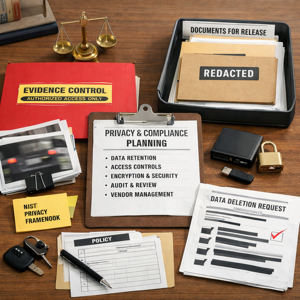 Privacy planning should define retention, role access, signage, encryption, review, and deletion before launch
