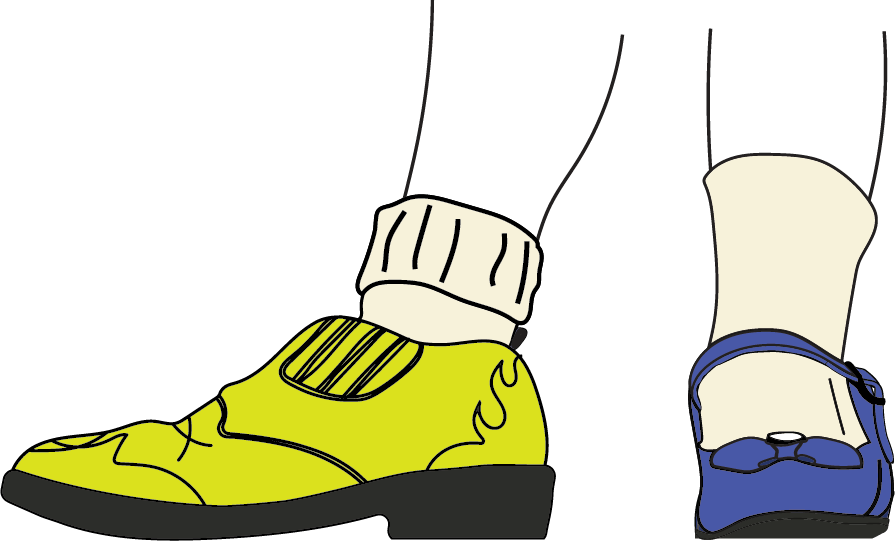 Mismatched shoes illustration