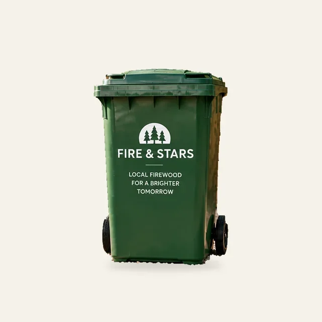 Standard firewood bin option, illustrative model
