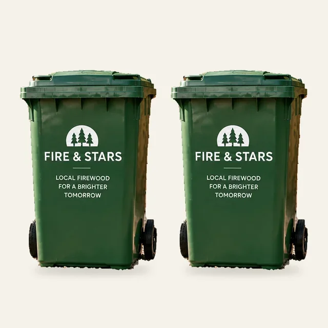 Two standard bins firewood bin option, illustrative model